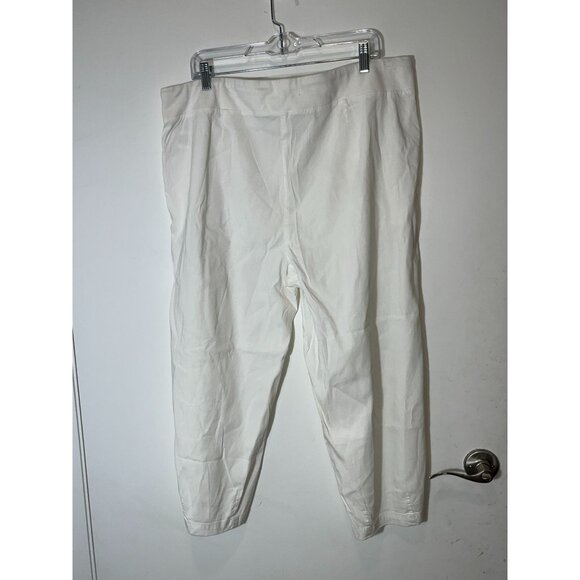 Eileen Fisher Womens White Linen-Blend Capri Pants Size L Large - Picture 6 of 11